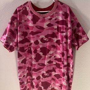 Bape Pink / Red camo reversable T shirt XL